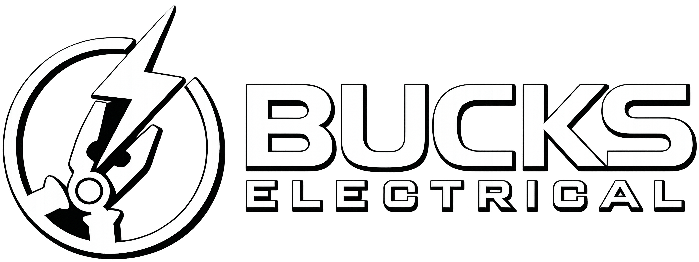 Buck's Electrical logo featuring a circular emblem with a lightning bolt and plug, followed by bold BUCKS ELECTRICAL text.