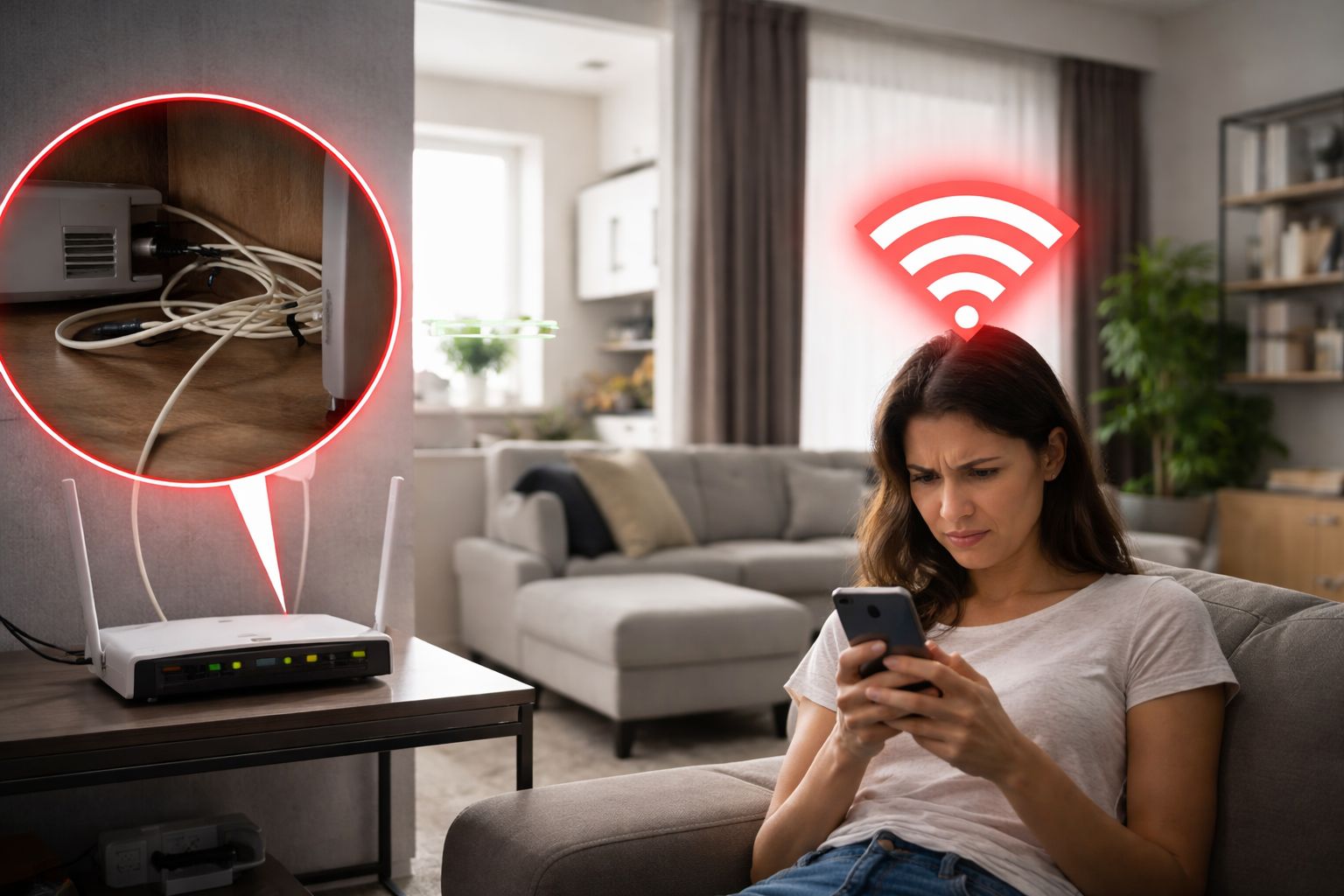 Apartment Wi-Fi dead zone caused by poor cabling
