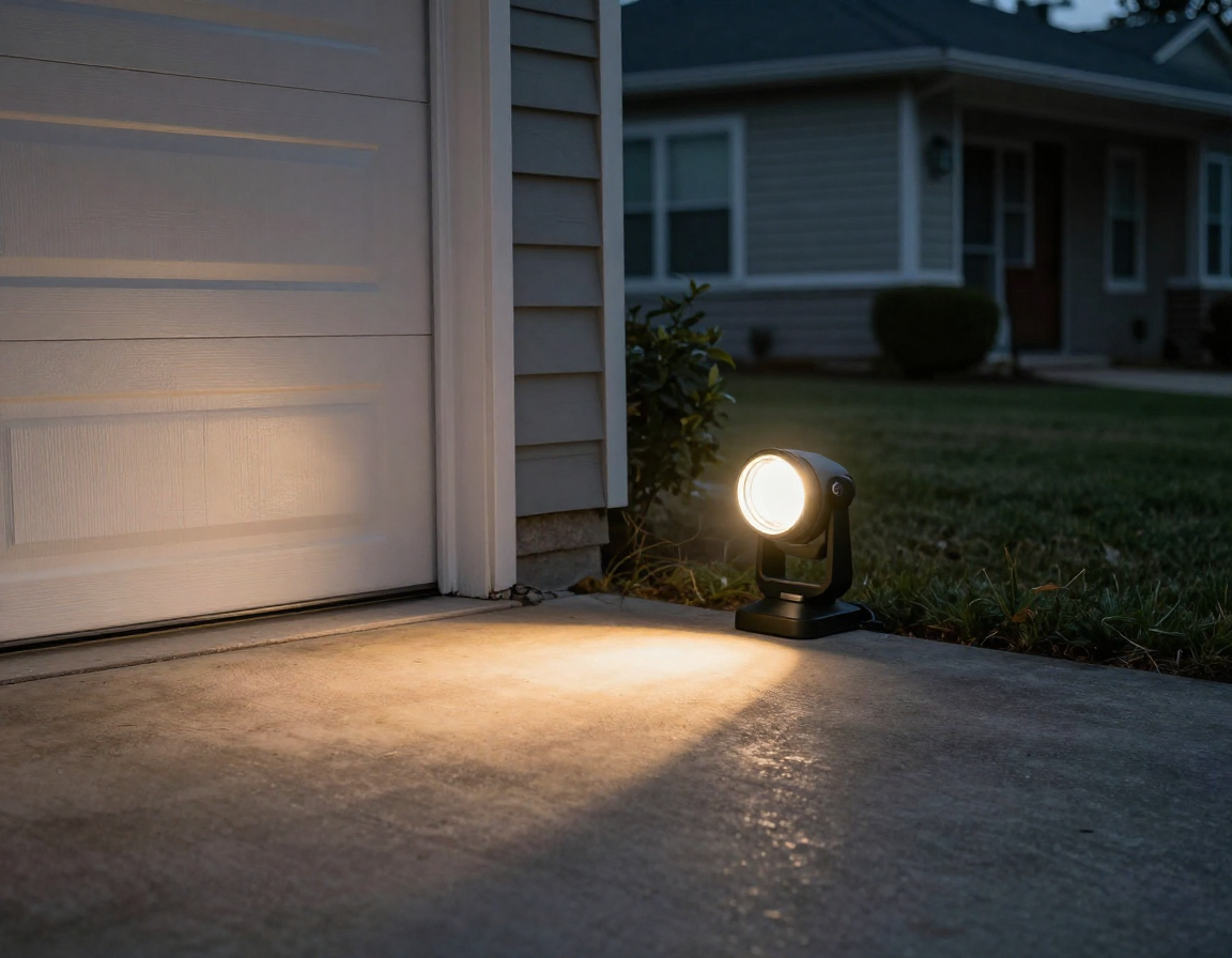 motion sensor light installed on residential driveway