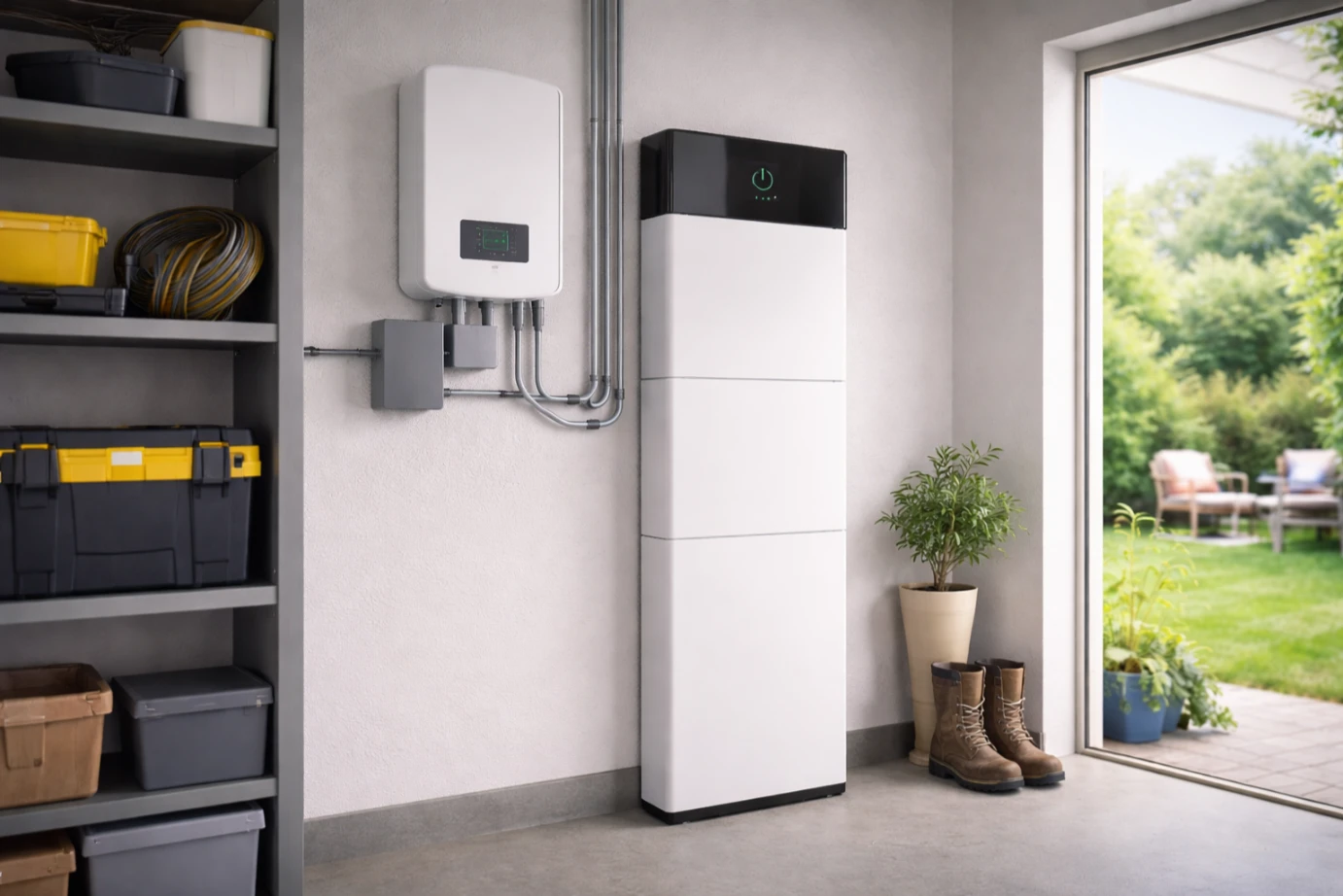 solar battery storage system installed in residential home