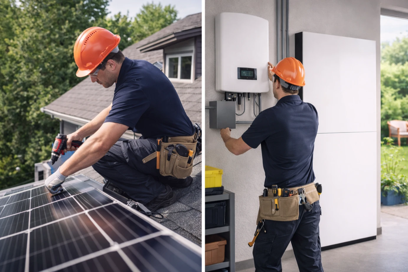 solar panel and battery installation by licensed electrician