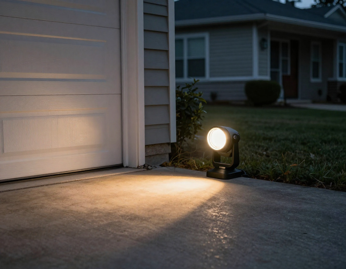 motion sensor light installed on residential driveway